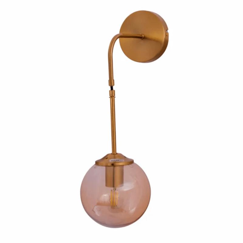 Amber Glass Gold Metal Pendant Wall Light E27 Fitting