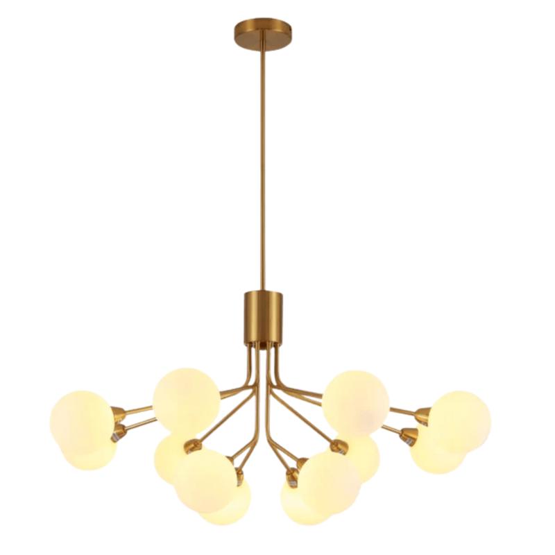 White Globe Glass Gold Arm Body Pendant Chandelier Ceiling Light G9 – 12 Globes