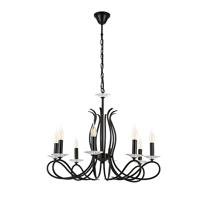LuxAura 8 Candle Vintage Rustic Black French Chandelier Ceiling Light – 40W