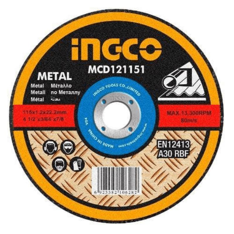 Ingco Abrasive Metal Cutting Disc 115 x 1.2 x 22.2mm – MCD121151 |DZ