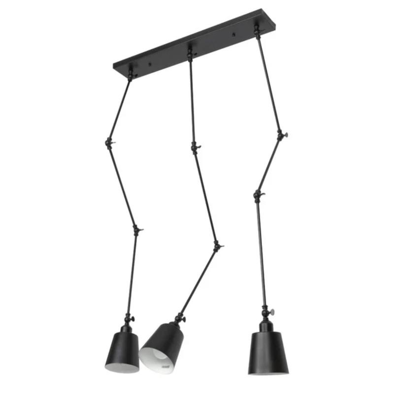 Black Metal Hinged Cone E27 Pendant Ceiling Light