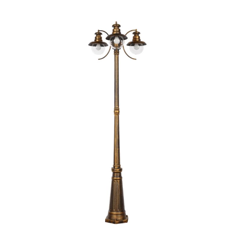 Artu Black And Gold Outdoor Garden Pathway Lamp Post – 3 X 40W