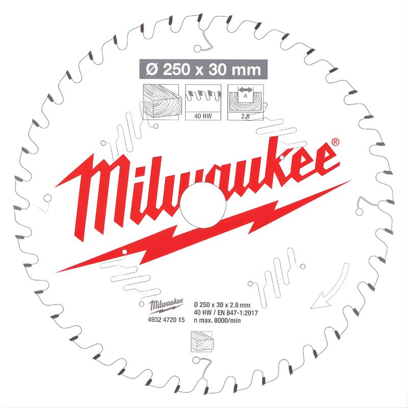 Milwaukee Circular Saw Blade MS W 250x30mmx40T – 4932472015